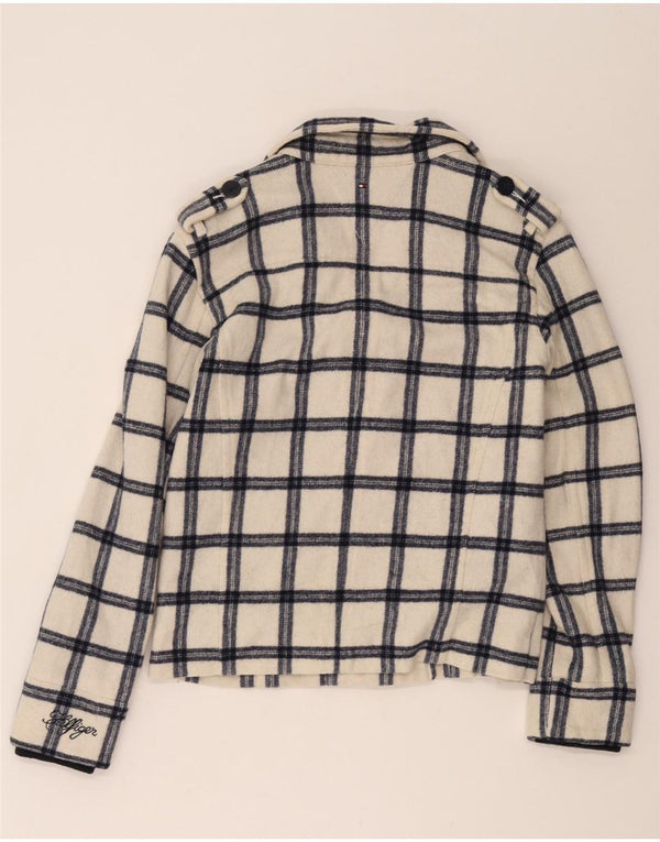 Tommy Hilfiger Casaco feminino ervilha 15-16 anos poliéster xadrez branco