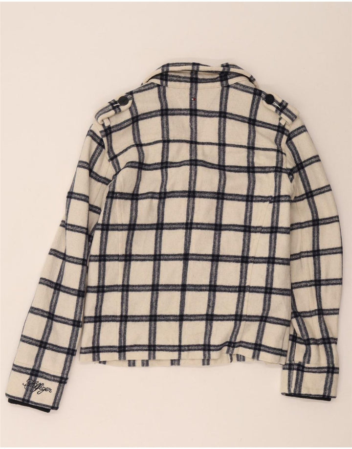 Tommy Hilfiger Casaco feminino ervilha 15-16 anos poliéster xadrez branco