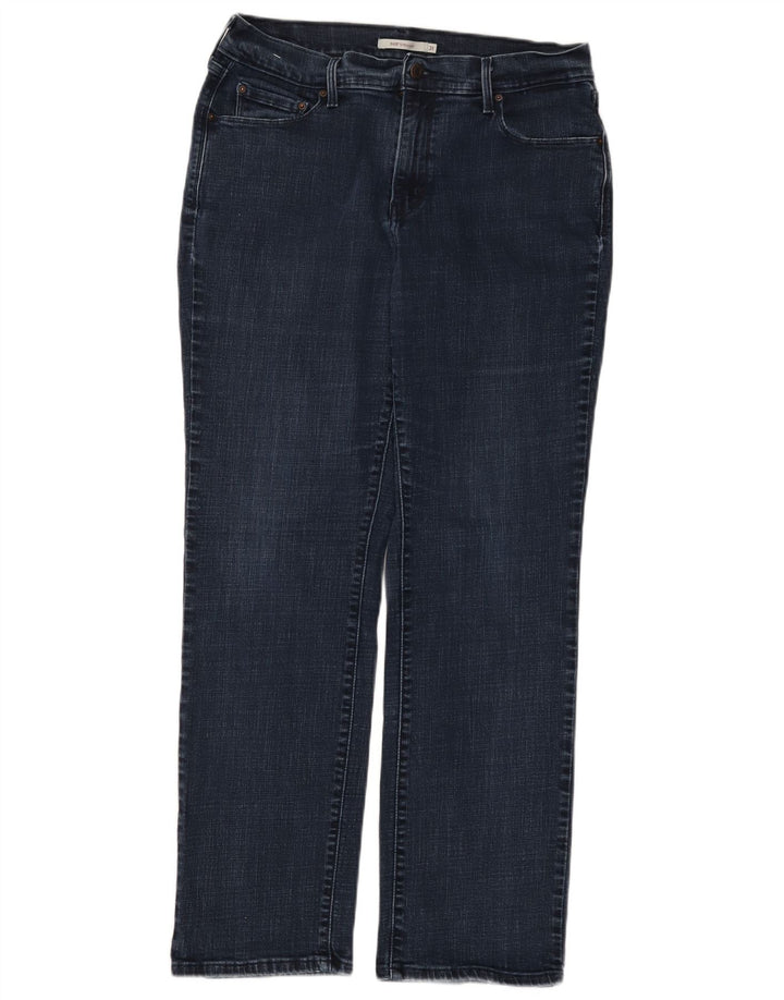 Calça jeans feminina Levi's 505 Straight W31 L32 azul marinho algodão