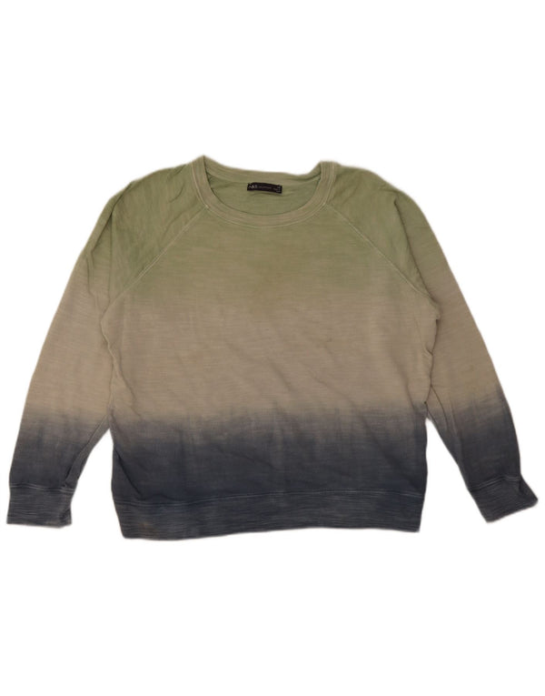 Suéter feminino Marks & Spencer UK 14 grande bloco colorido verde