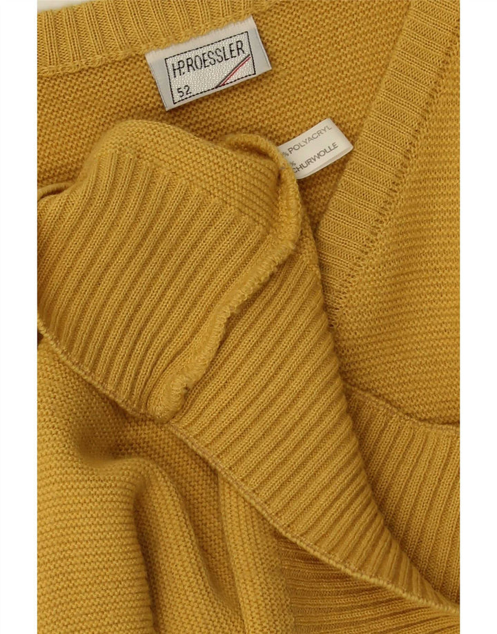 Suéter masculino vintage com decote em V IT 52 poliéster amarelo grande