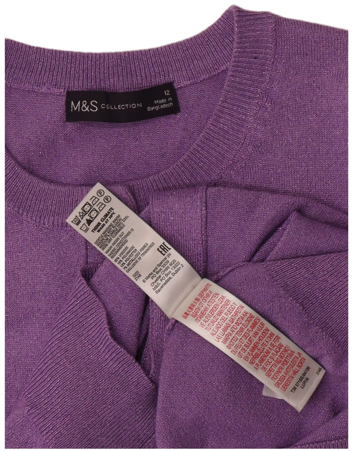 Suéter cardigã feminino Marks & Spencer UK 12 viscose roxa média