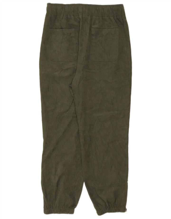 Zara Calça feminina joggers cortada média W28 L25 poliéster cáqui