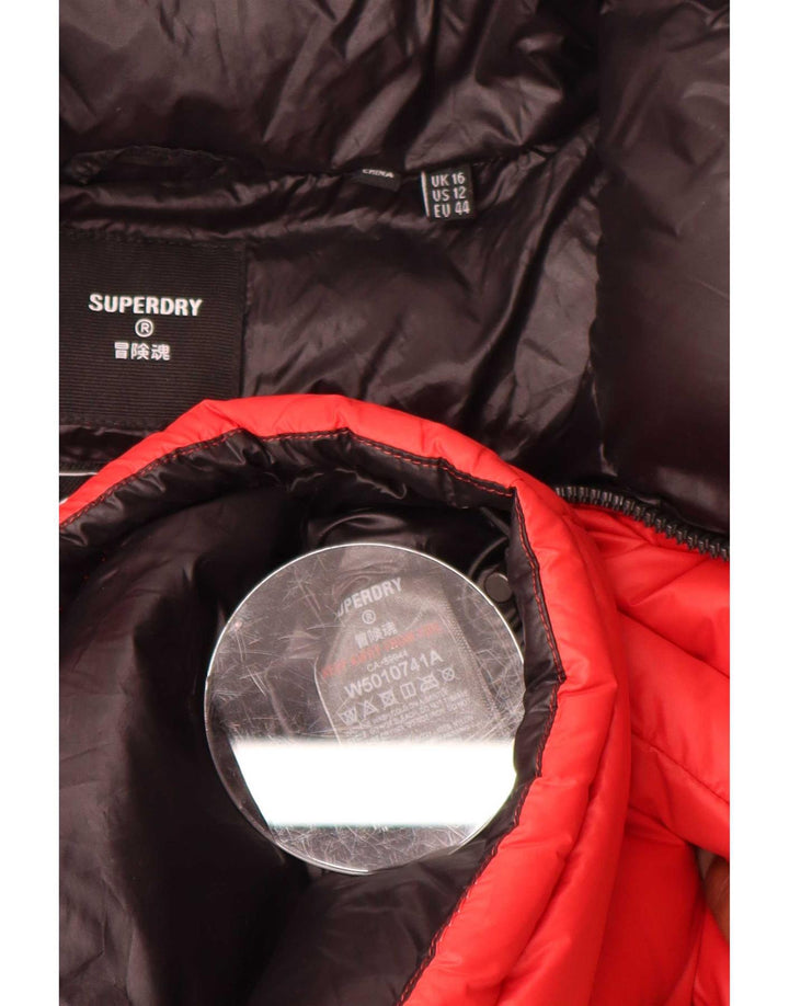 Jaqueta acolchoada superdimensionada feminina Superdry UK 16 grande nylon vermelho
