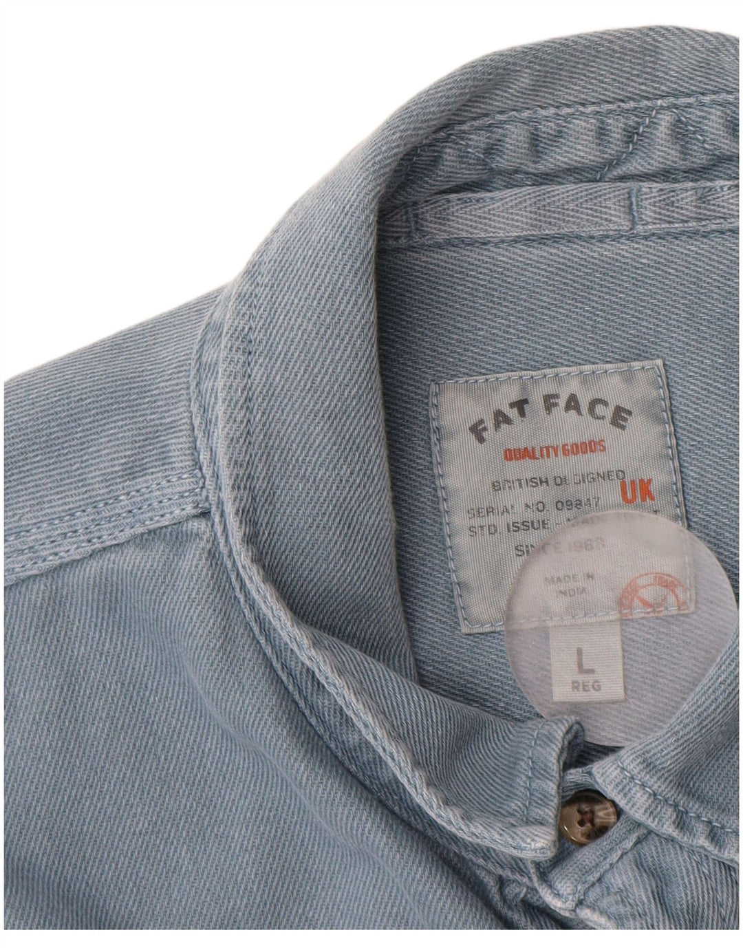 Camisa jeans masculina Fat Face grande algodão azul