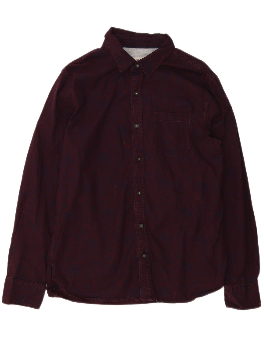 Fat Face Masculino Abstrato Padrão Camisa Médio Algodão Borgonha