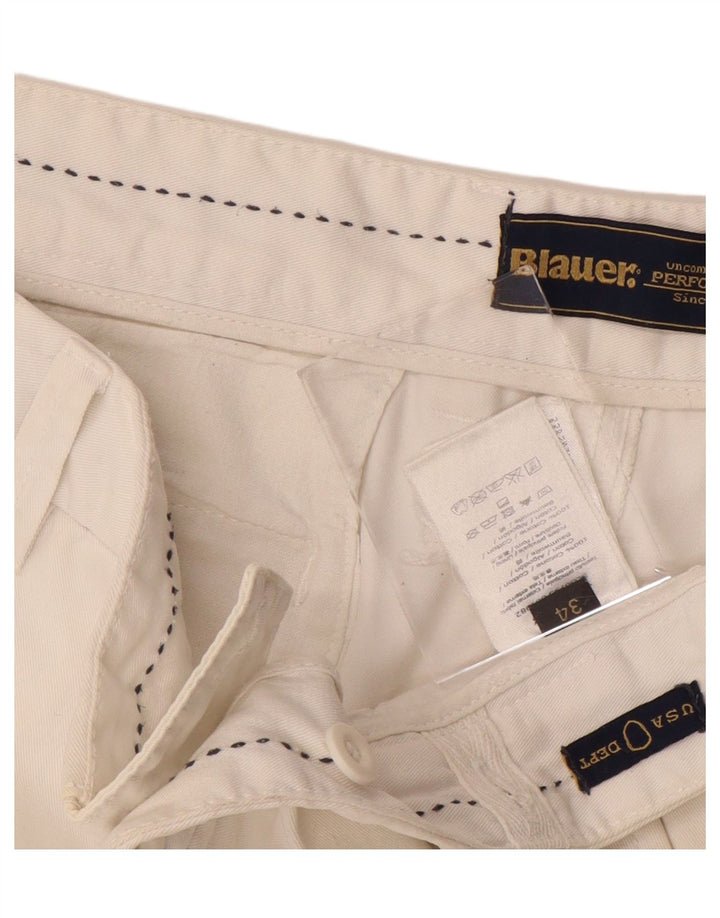 BLAUER Mens Chino Shorts W34 Grande Algodão Branco