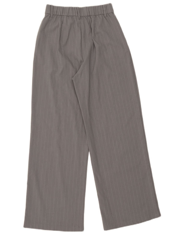 Calça Chino Feminina Hollister Cintura Alta Perna Larga XS W25 L28 Cinza Listrada