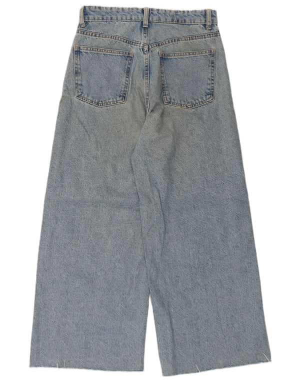Calça jeans feminina Zara com cintura alta e perna larga UE 36 XS W26 L25 algodão azul