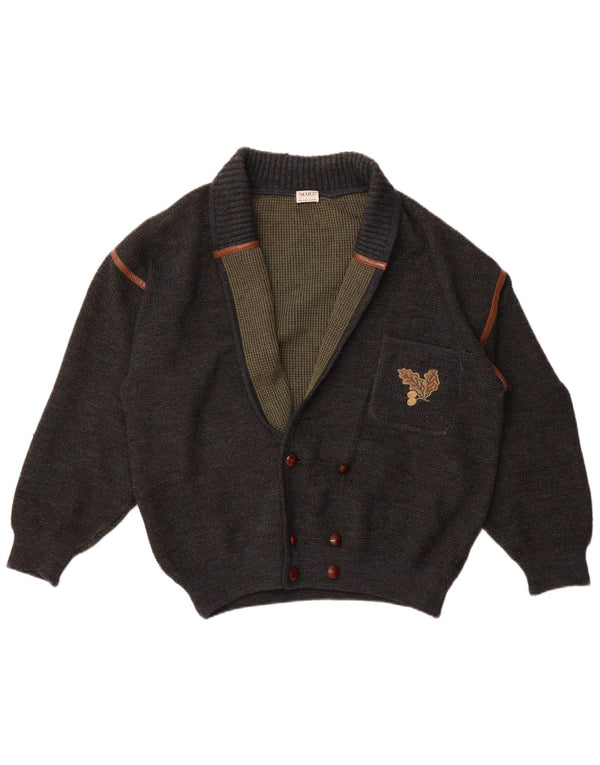 Suéter cardigã masculino Marz com peito duplo EU 52 lã manchada cinza grande