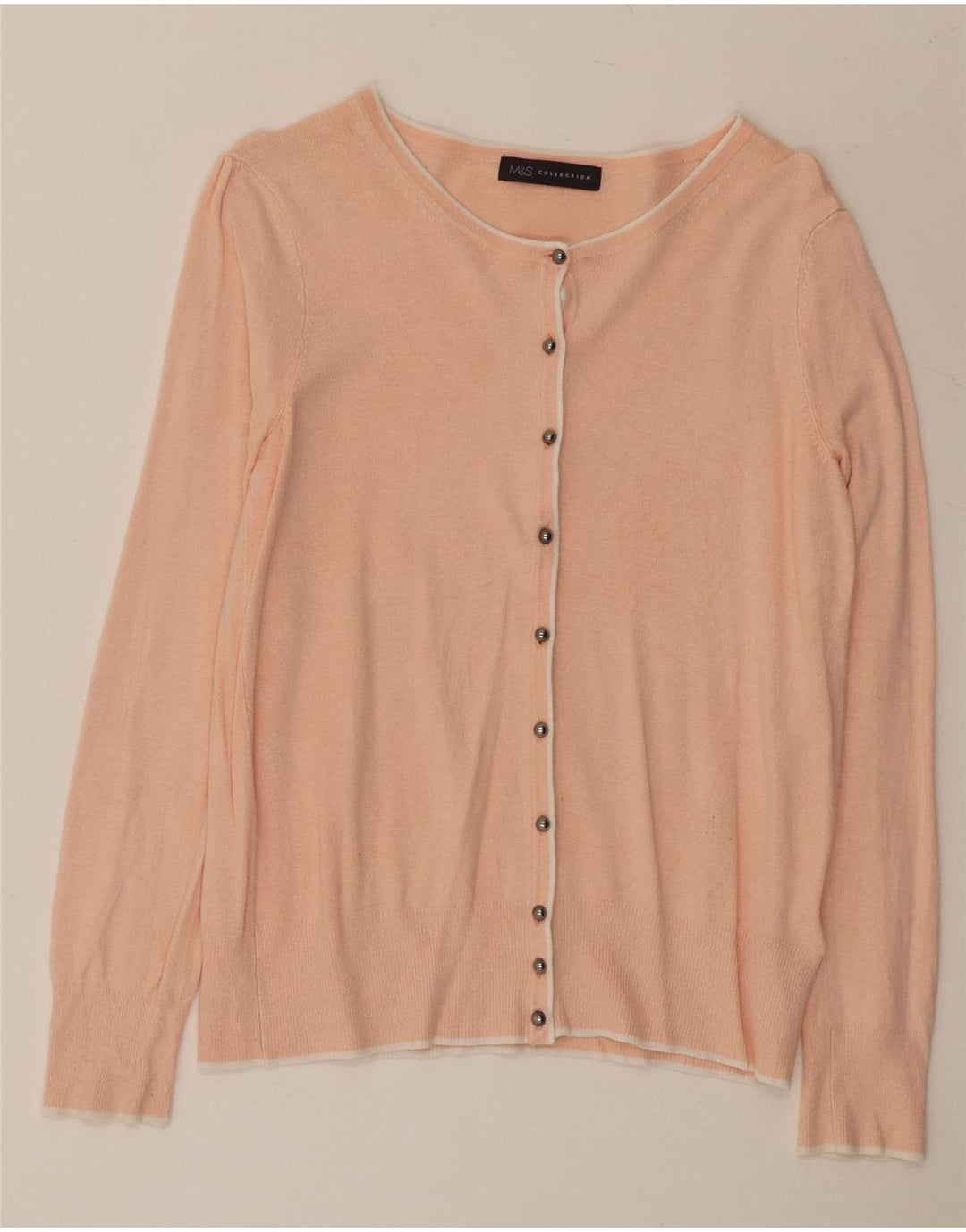 Suéter cardigã feminino Marks & Spencer UK 8 pequeno viscose rosa