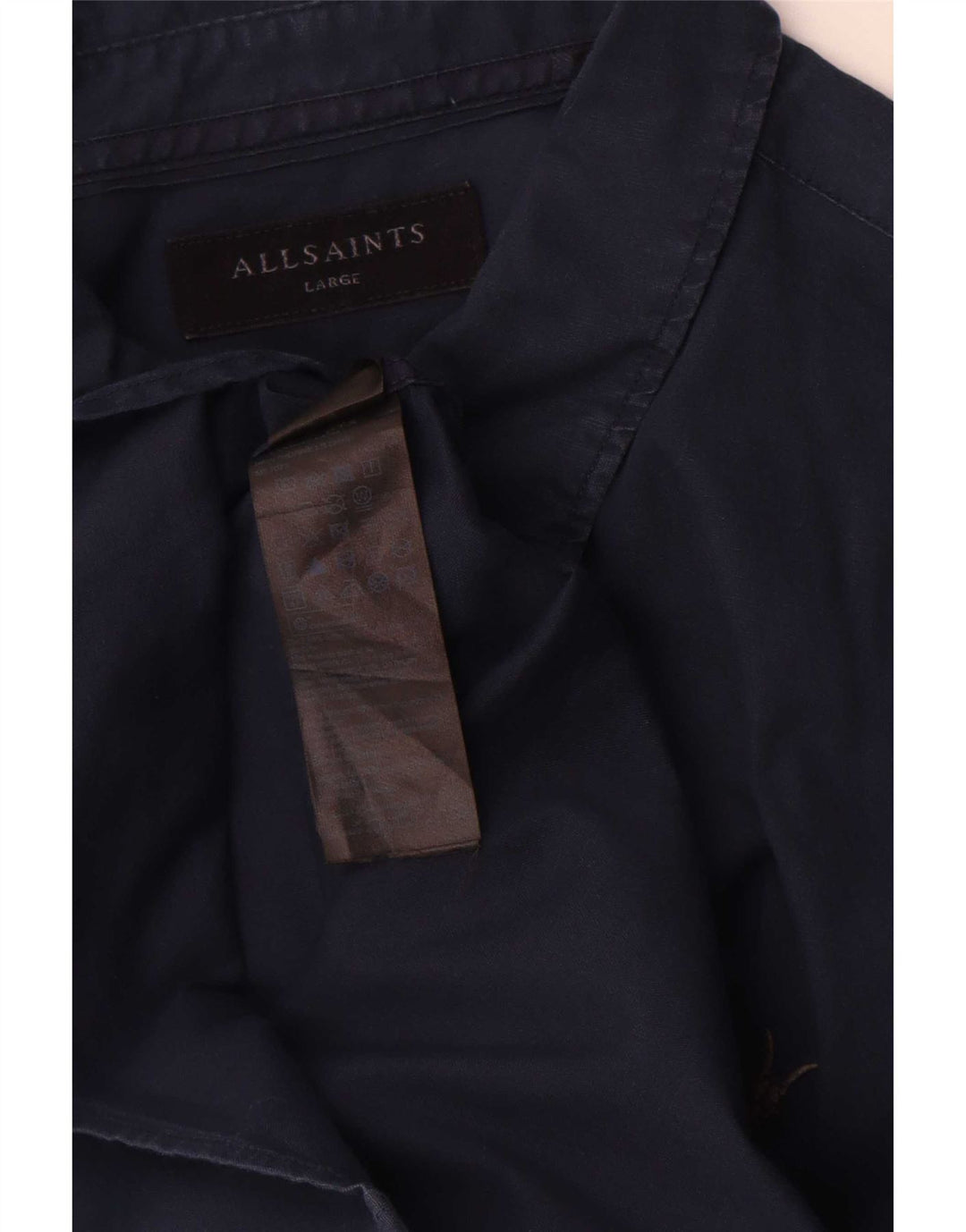 Camisa masculina All Saints Regular Fit grande algodão azul marinho