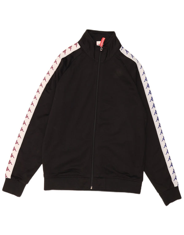 KAPPA Mens Graphic Tracksuit Top Jacket Médio Preto Colorblock Poliéster