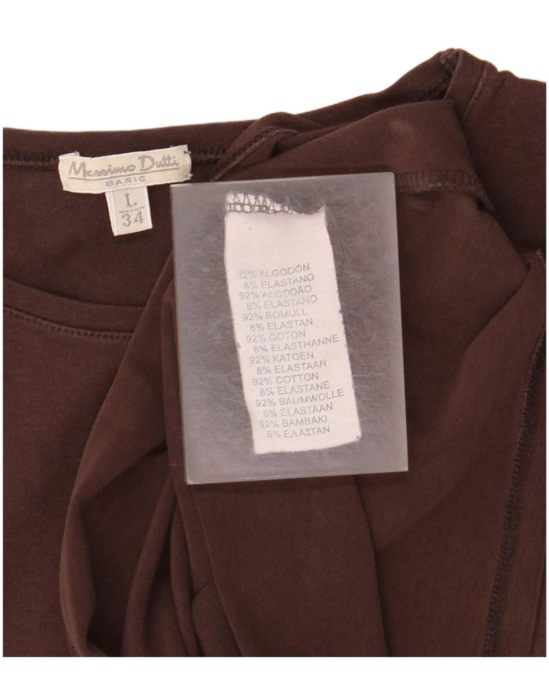Camiseta feminina MASSIMO DUTTI UK 14 grande algodão marrom