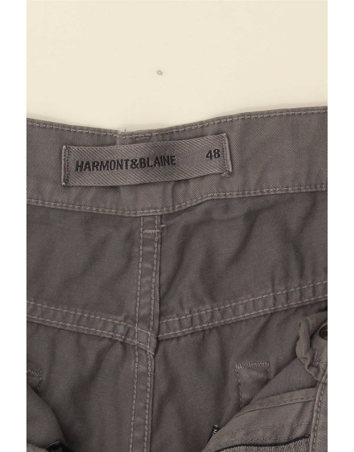 Calça masculina reta casual Harmont & Blaine IT 48 algodão cinza médio