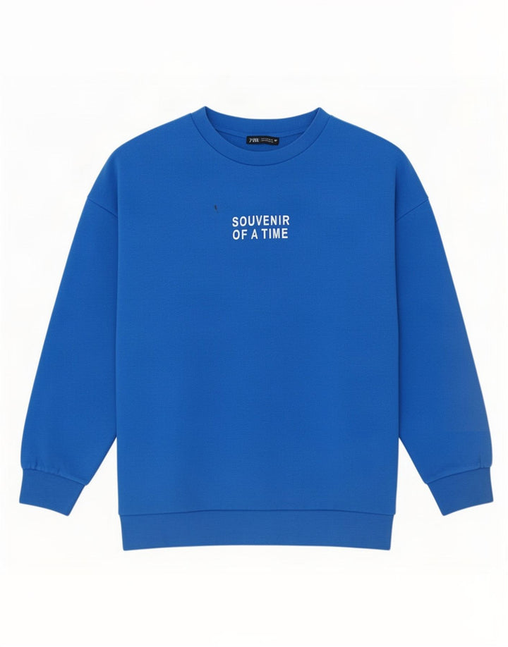 Zara moletom gráfico masculino jumper pequeno azul algodão