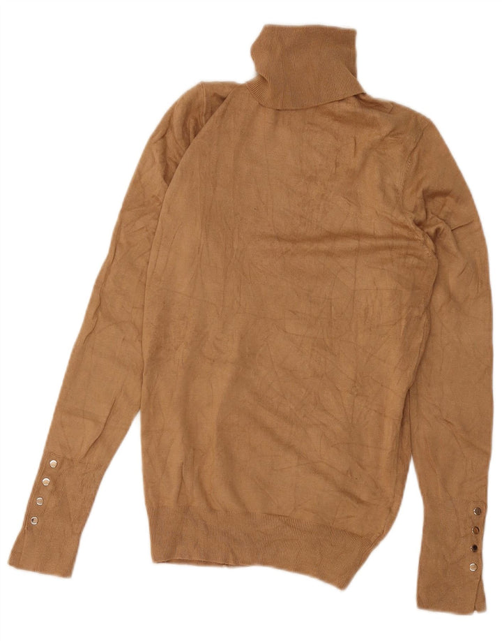 Zara Suéter feminino com gola redonda e gola alta Reino Unido 12 marrom médio