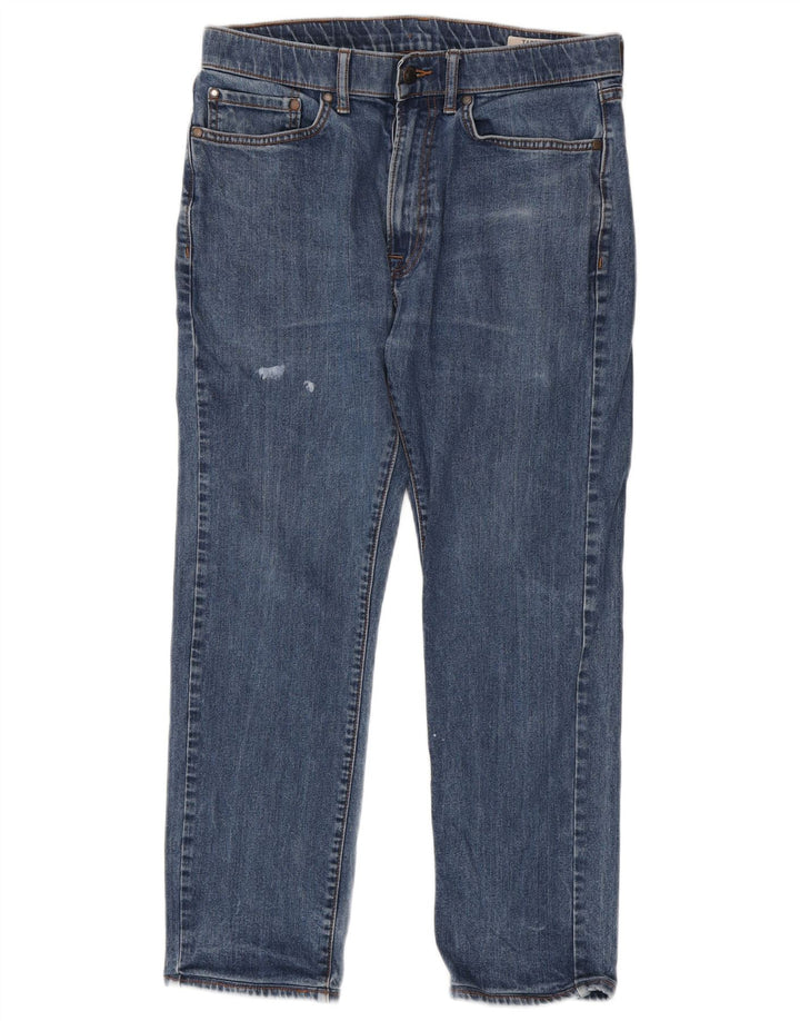 Jeans cônicos masculinos Marks & Spencer W32 L29 algodão azul