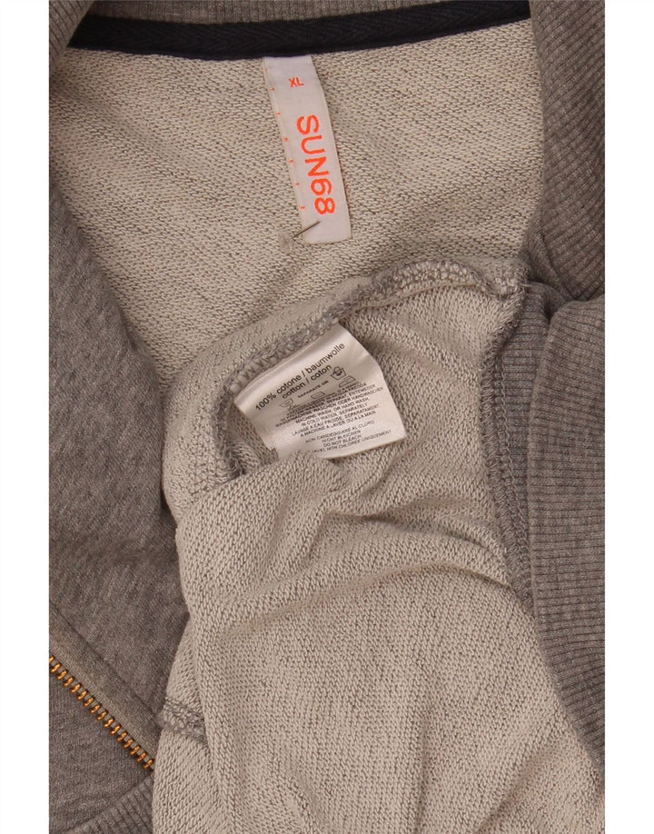 Sun68 Jaqueta masculina de agasalho XL cinza manchado de algodão