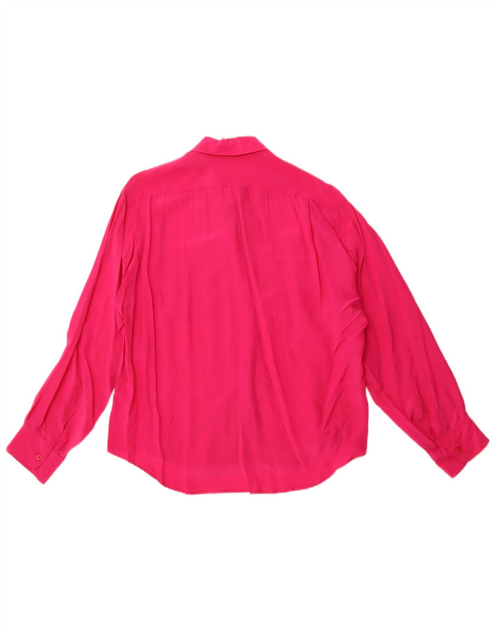 Blusa feminina VINTAGE Reino Unido 14 seda rosa médio