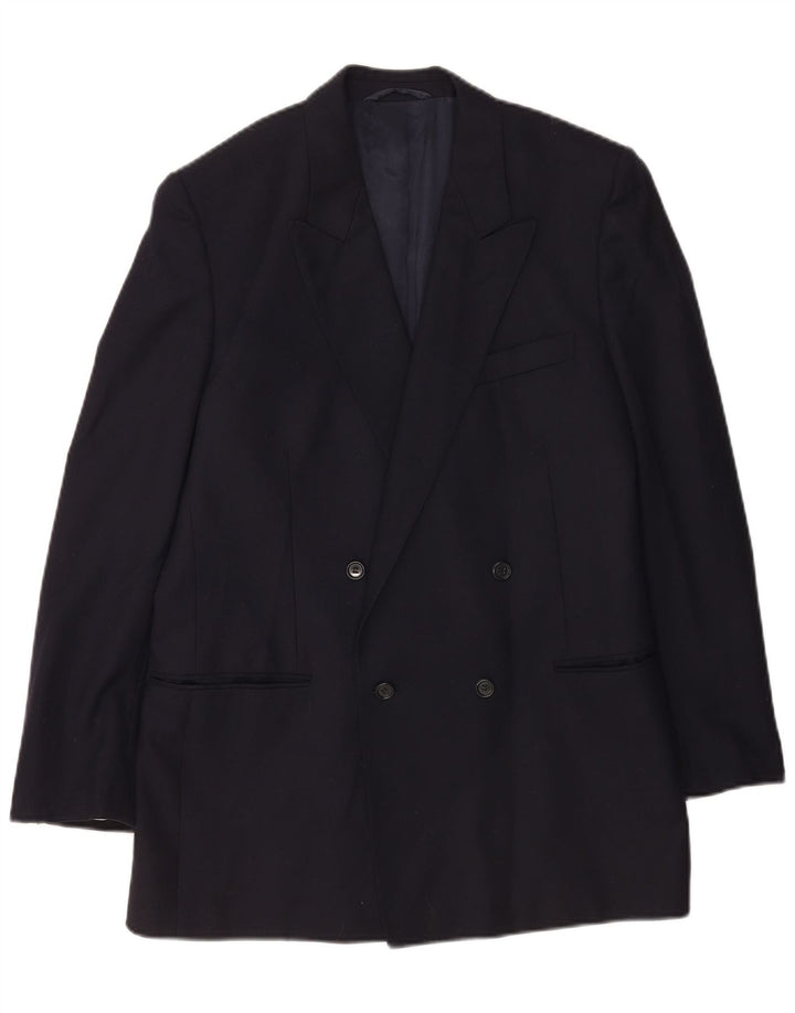 Jaqueta blazer masculina vintage com peito duplo IT 50 grande azul marinho