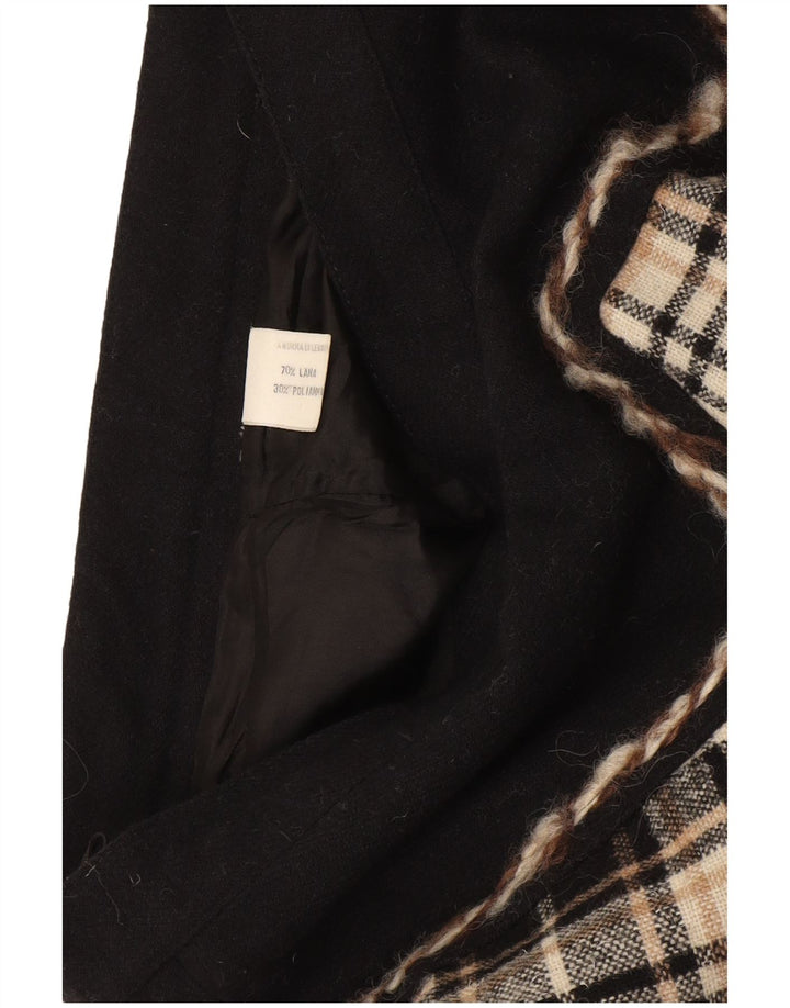 Saia feminina vintage linha A W28 lã xadrez média preta