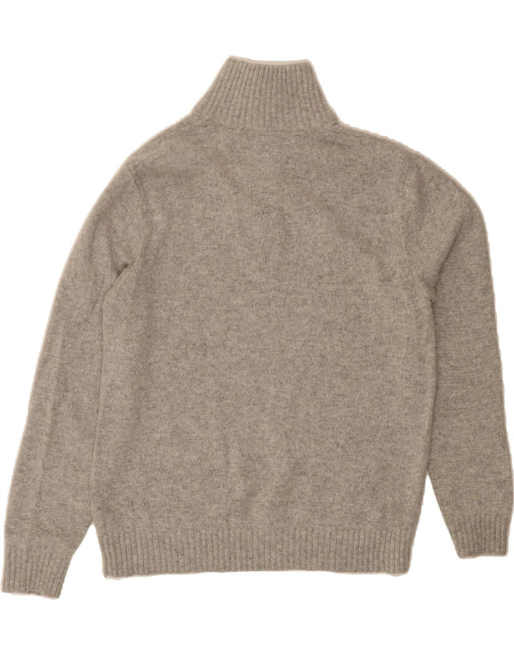 LANDS END Mens Button Neck Jumper Sweater Large Grey Vintage Lands End and Second-Hand Lands End from Messina Hembry 