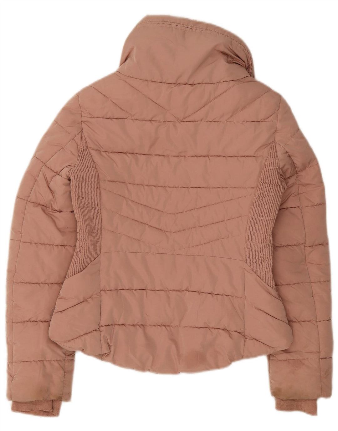 Jaqueta acolchoada feminina Zara UK 12 poliéster rosa médio