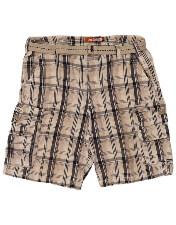 Shorts cargo masculino Lee Dungarees W42 2XL algodão xadrez bege