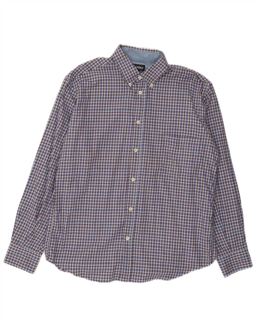 Camisa masculina de flanela Carrera Regular Fit grande algodão guingão azul