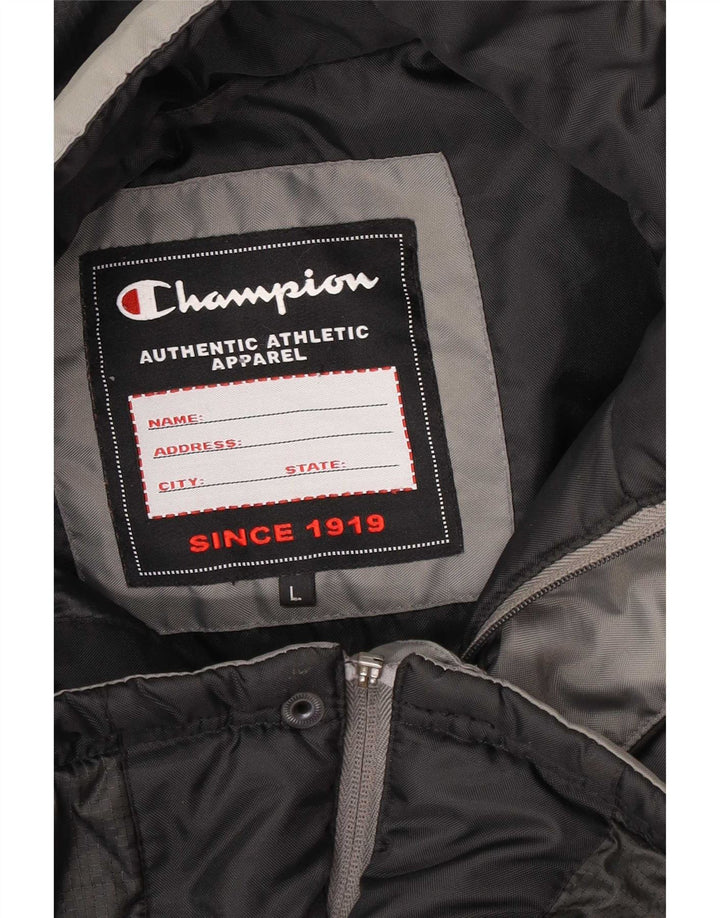 Jaqueta masculina acolchoada com capuz Champion UK 40 grande cinza