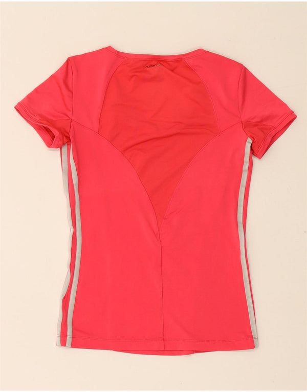 Adidas Womens Climacool T-Shirt Top UK 8 Pequeno Poliéster Vermelho