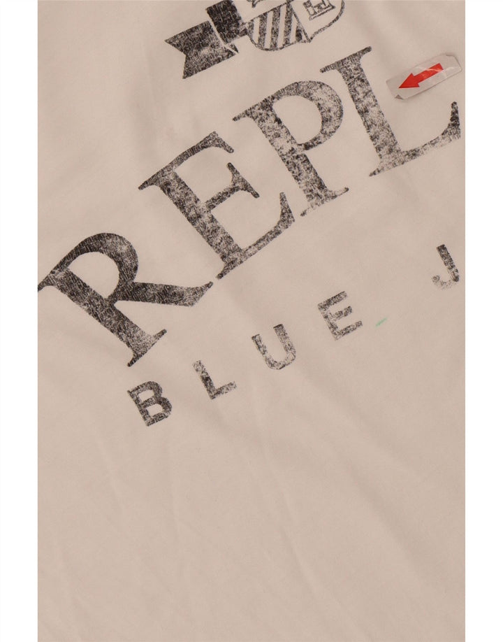 Camiseta masculina Replay gráfica grande grande branca