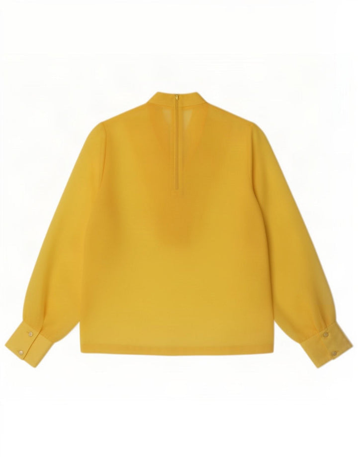 Top feminino vintage de manga comprida com babado frontal transparente IT 42 amarelo médio