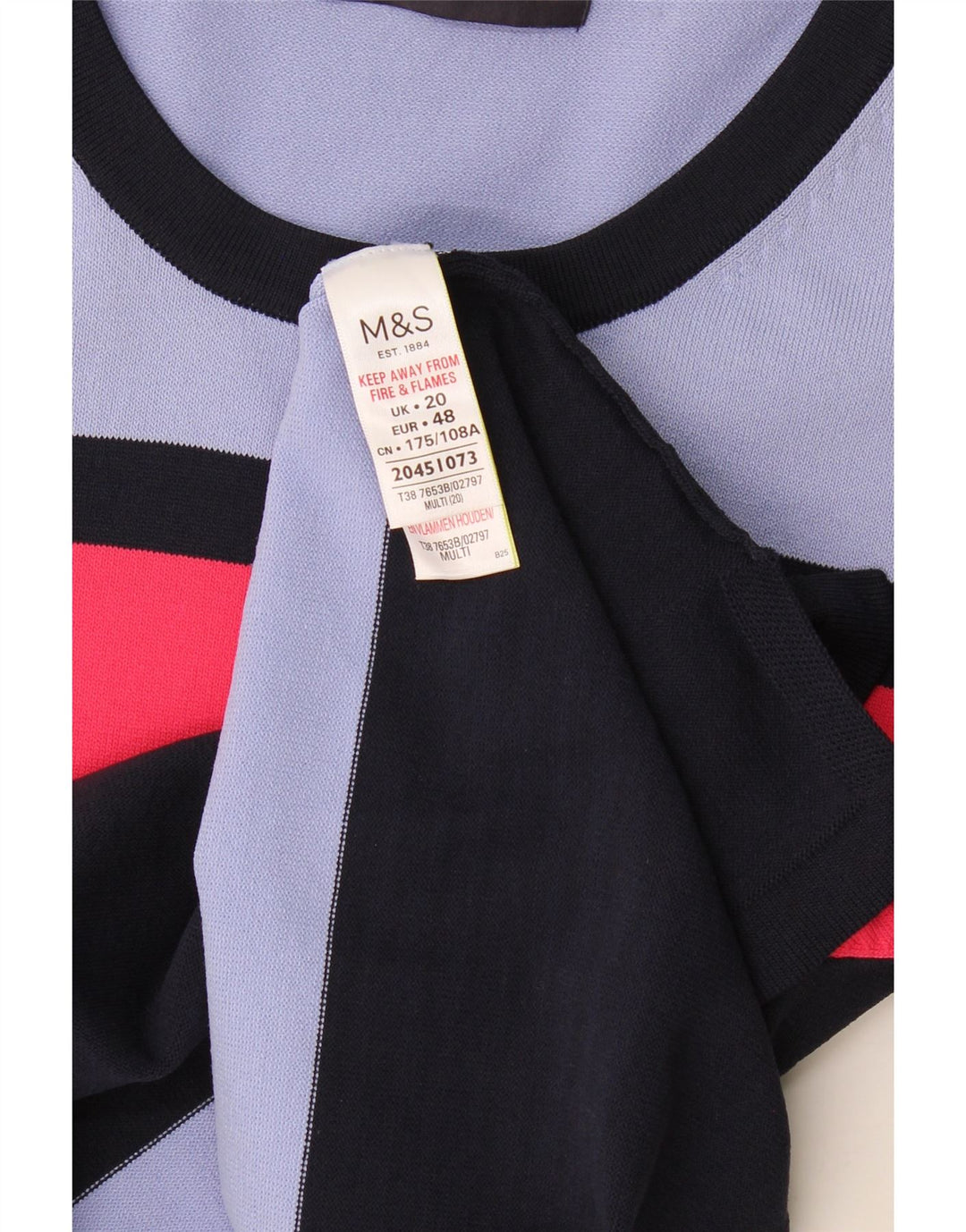 Camiseta feminina Marks & Spencer UK 20 2XL listrada multicolorida