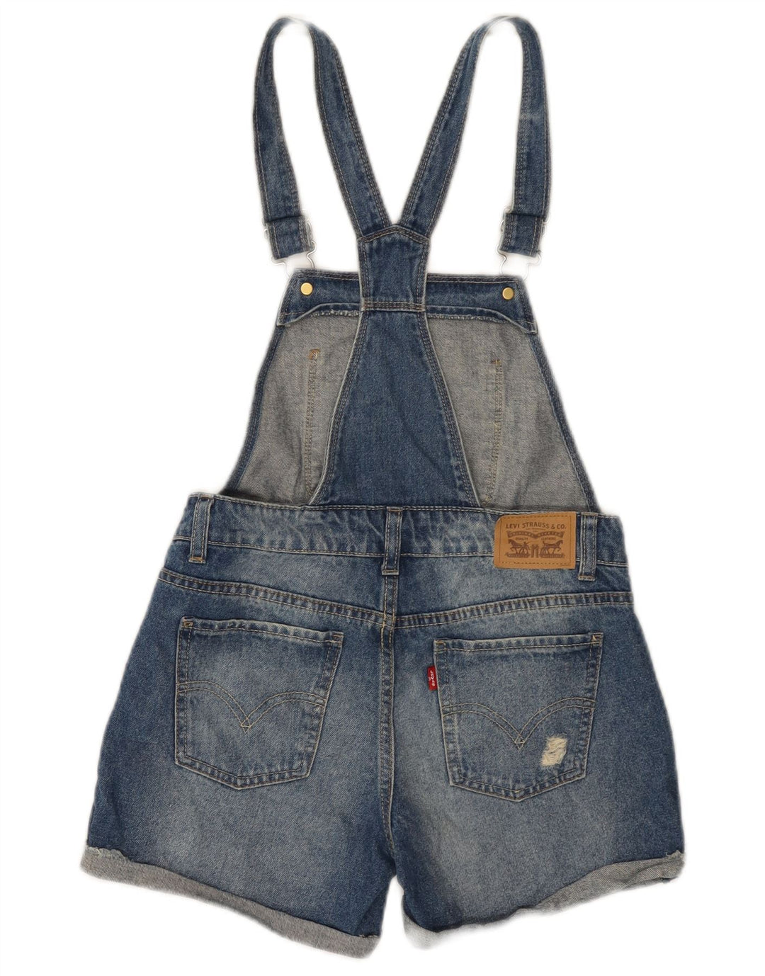 LEVI'S Girls Dungarees Denim Shorts 11-12 anos W28 algodão azul