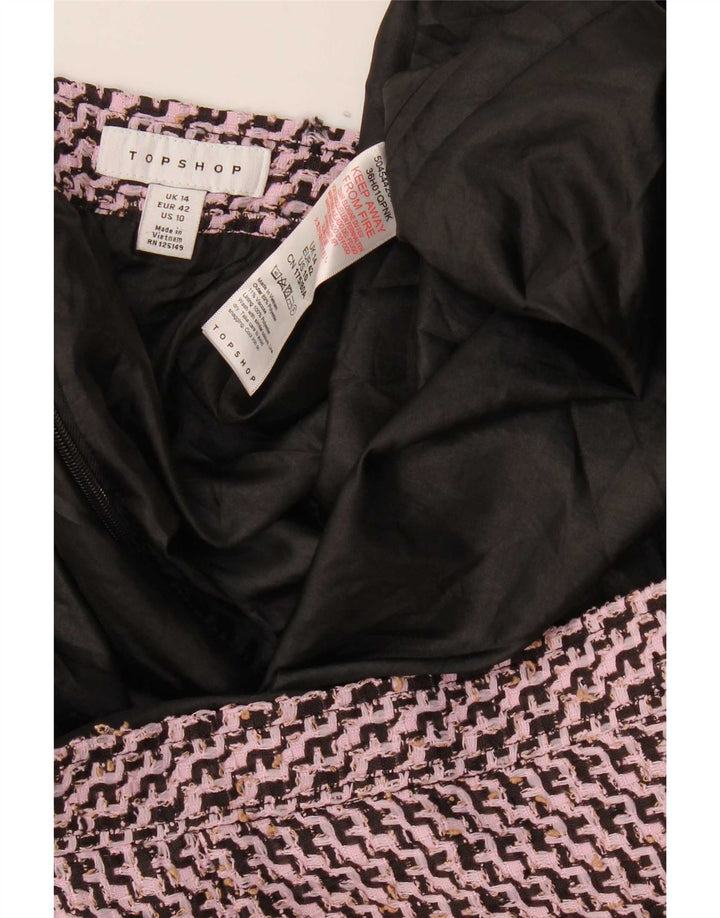 Mini saia feminina Topshop Reino Unido 14 grande W32 rosa Chevron poliéster