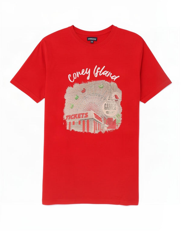 Camiseta gráfica masculina Carrera Top 2XL algodão vermelho