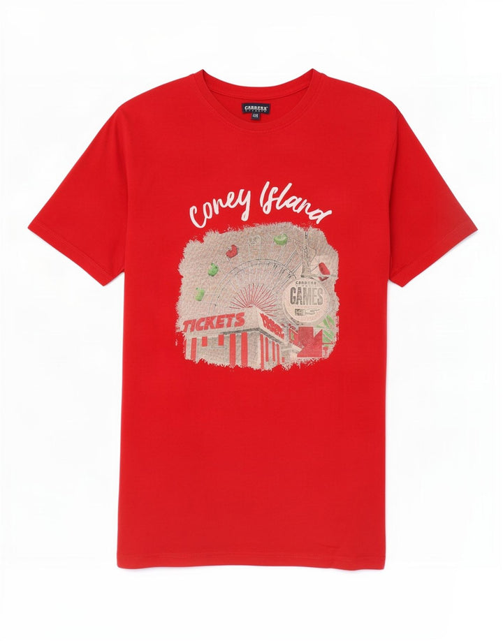 Camiseta gráfica masculina Carrera Top 2XL algodão vermelho