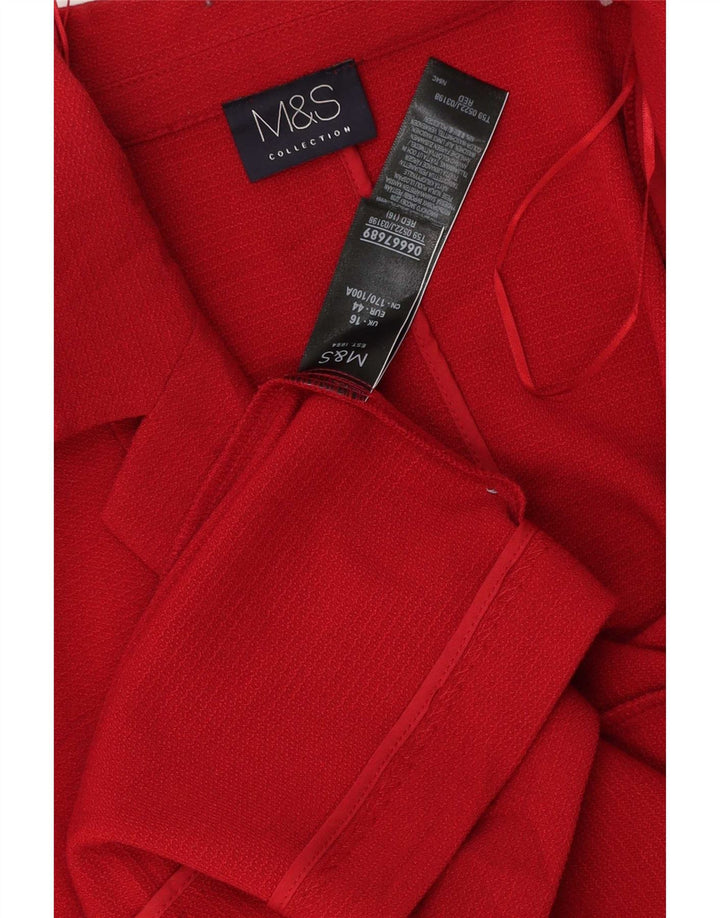 Jaqueta Blazer aberta feminina Marks & Spencer Reino Unido 16 grande poliéster vermelho