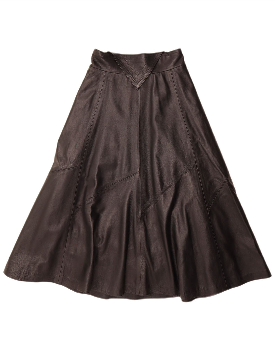 Saia larga de couro feminino vintage médio W28 preta