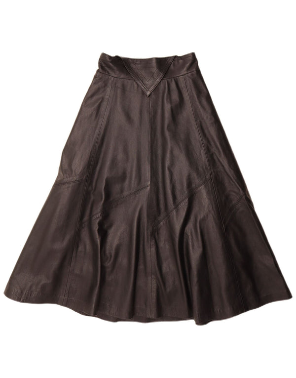Saia larga de couro feminino vintage médio W28 preta
