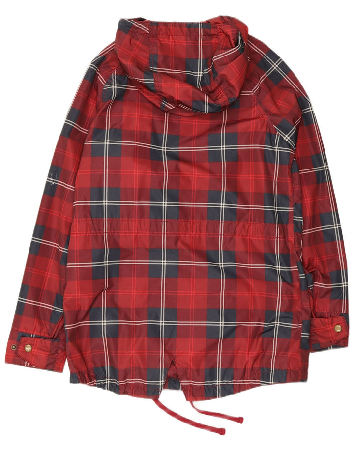 Jaqueta de chuva feminina com capuz grande JACK WILLS Reino Unido 6 XS poliéster xadrez vermelho