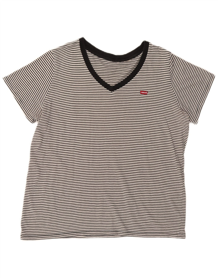 Camiseta feminina Levi's UK 18 XL preta listrada de algodão