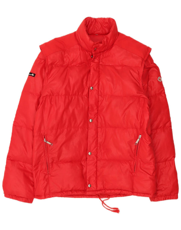 Jaqueta acolchoada masculina vintage UK 40 grande poliamida vermelha