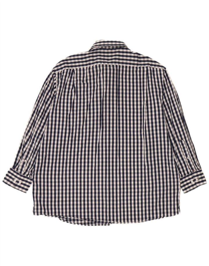 Camisa masculina Tommy Hilfiger de ajuste regular tamanho 17 1/2 XL azul marinho guingão