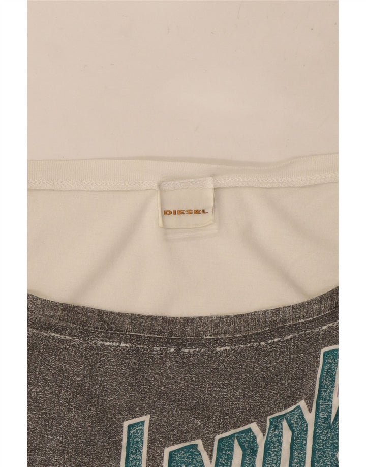 Camiseta feminina gráfica DIESEL UK 10 pequena branca