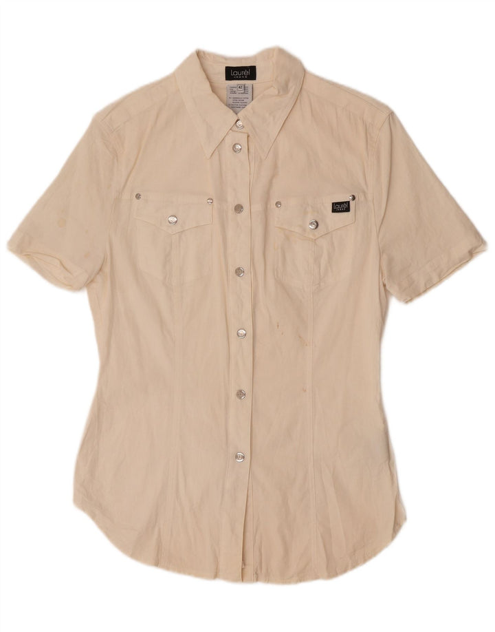 Camisa feminina de manga curta Laurel IT 42 médio off white algodão