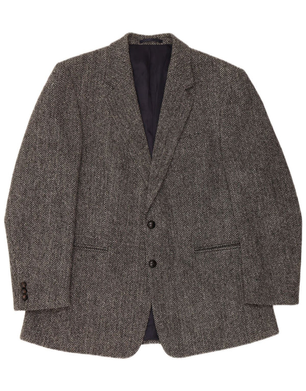Jaqueta blazer masculina regular HARRIS TWEED tamanho 42 grande espinha de peixe cinza