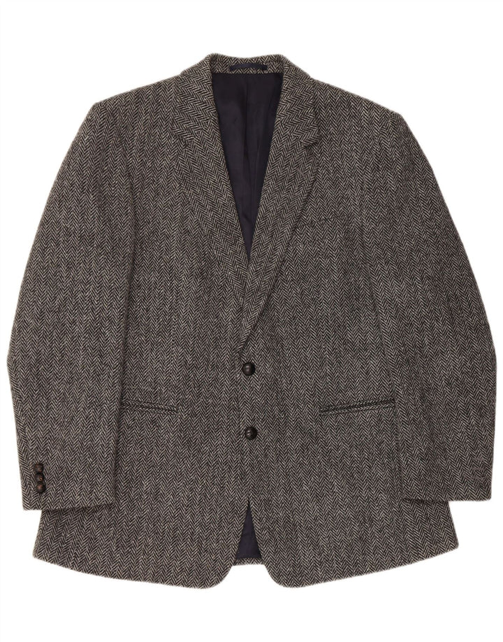 Jaqueta blazer masculina regular HARRIS TWEED tamanho 42 grande espinha de peixe cinza